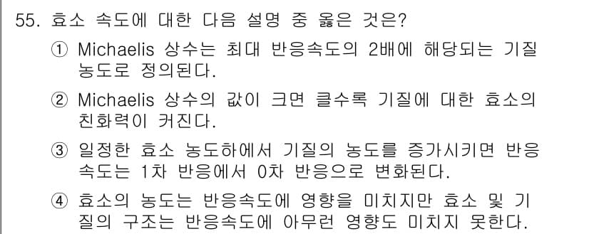 바이오화학제품제조기사 2015년 55번 - 정답과 핵심 포인트를 검수 중인 기출문제