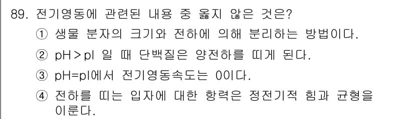 바이오화학제품제조기사 2015년 89번 - 정답과 핵심 포인트를 검수 중인 기출문제