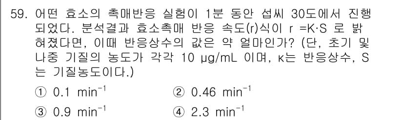 바이오화학제품제조기사 2016년 59번 - 정답과 핵심 포인트를 검수 중인 기출문제