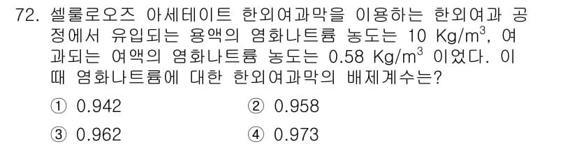 바이오화학제품제조기사 2016년 72번 - 정답과 핵심 포인트를 검수 중인 기출문제