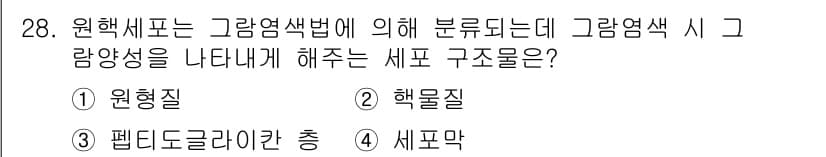 바이오화학제품제조기사 2017년 28번 - 정답과 핵심 포인트를 검수 중인 기출문제