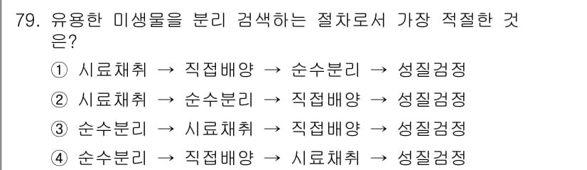 바이오화학제품제조기사 2017년 79번 - 정답과 핵심 포인트를 검수 중인 기출문제