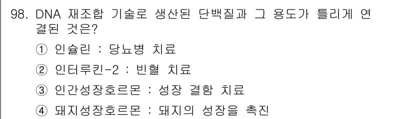 바이오화학제품제조기사 2018년 98번 - 정답과 핵심 포인트를 검수 중인 기출문제
