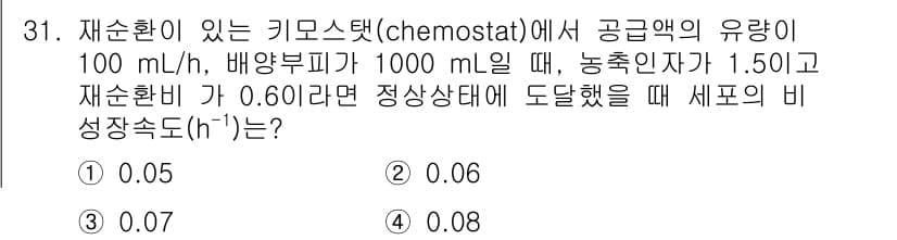바이오화학제품제조기사 2019년 31번 - 정답과 핵심 포인트를 검수 중인 기출문제