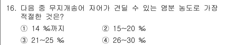 수산양식산업기사 2015년 16번 - 정답과 핵심 포인트를 검수 중인 기출문제
