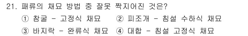 수산양식산업기사 2015년 21번 - 정답과 핵심 포인트를 검수 중인 기출문제