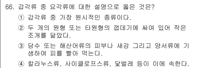 수산양식산업기사 2016년 66번 - 정답과 핵심 포인트를 검수 중인 기출문제