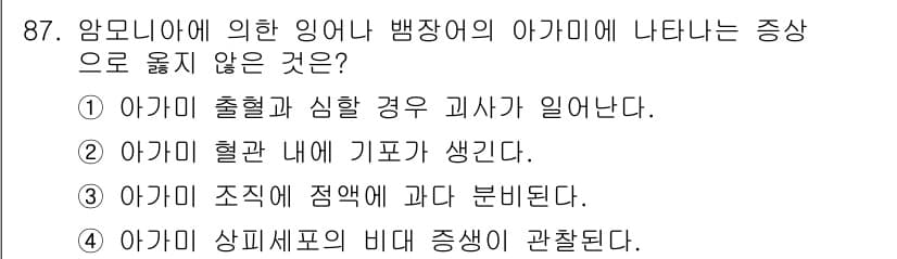 수산양식산업기사 2016년 87번 - 정답과 핵심 포인트를 검수 중인 기출문제