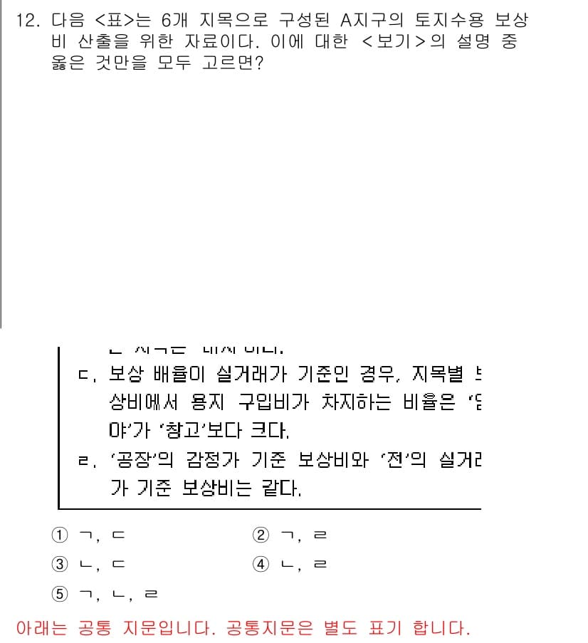 PSAT_자료해석 2020년 10번 - 이는 조사 결과에서 "공장"의 감정이 기준 보상비와 ‘진’의 실체를 갖춘... 에 관한 핵심 기출문제