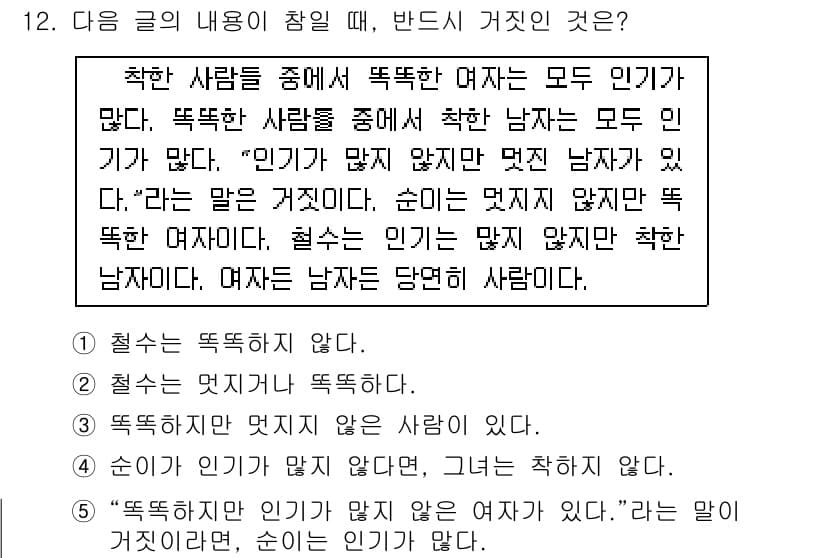 PSAT_언어논리 2015년 12번 - 정답 2번은 "절대 제일 멋지다"라는 표현이 부적절하기 때문입니다. 문맥... 에 관한 핵심 기출문제