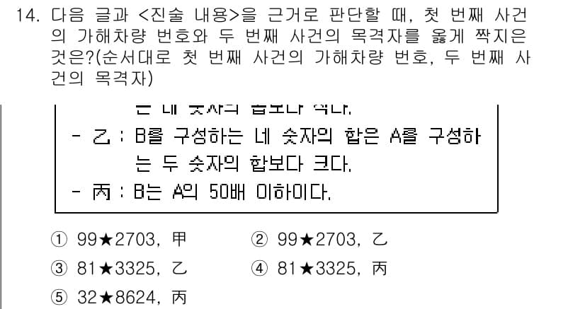 PSAT_상황판단 2020년 14번 - 정답과 핵심 포인트를 검수 중인 기출문제