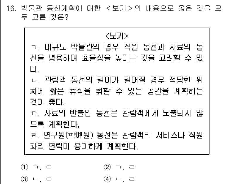 9급_지방직_공무원_서울시_건축계획 2019년 16번 - 정답과 핵심 포인트를 검수 중인 기출문제