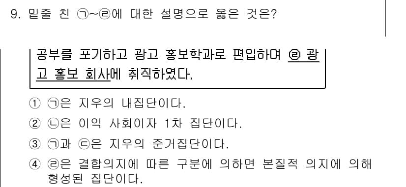 9급_지방직_공무원_서울시_사회복지학개론 2015년 9번 - 정답 3번은 '문제의 주체가 자연인인 경우’에 해당합니다. 여기서 ‘광고... 에 관한 핵심 기출문제