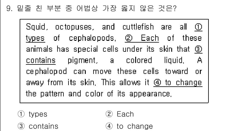 9급_지방직_공무원_서울시_영어 2019년 9번 - 정답과 핵심 포인트를 검수 중인 기출문제