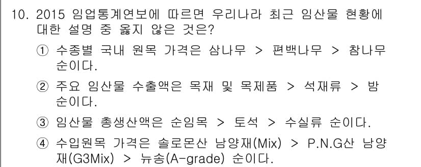 9급_지방직_공무원_서울시_임업경영 2016년 10번 - 정답과 핵심 포인트를 검수 중인 기출문제