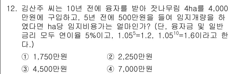 9급_지방직_공무원_서울시_임업경영 2019년 12번 - 정답과 핵심 포인트를 검수 중인 기출문제
