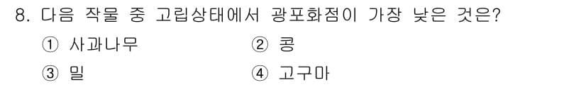 9급_지방직_공무원_서울시_재배학개론 2015년 8번 - 정답과 핵심 포인트를 검수 중인 기출문제