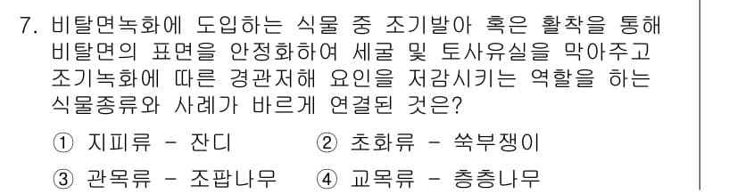 9급_지방직_공무원_서울시_조경학 2018년 7번 - 정답과 핵심 포인트를 검수 중인 기출문제