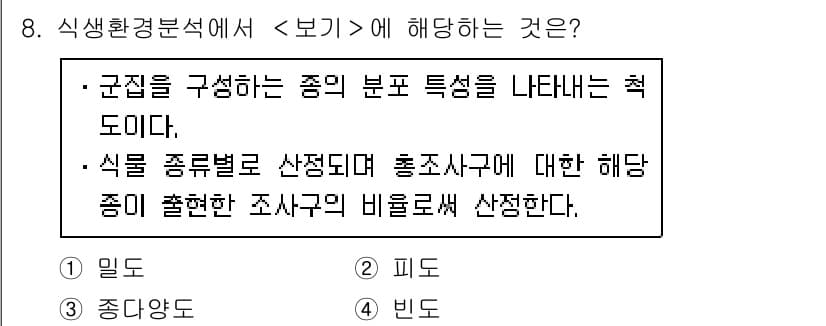 9급_지방직_공무원_서울시_조경학 2018년 8번 - 정답과 핵심 포인트를 검수 중인 기출문제