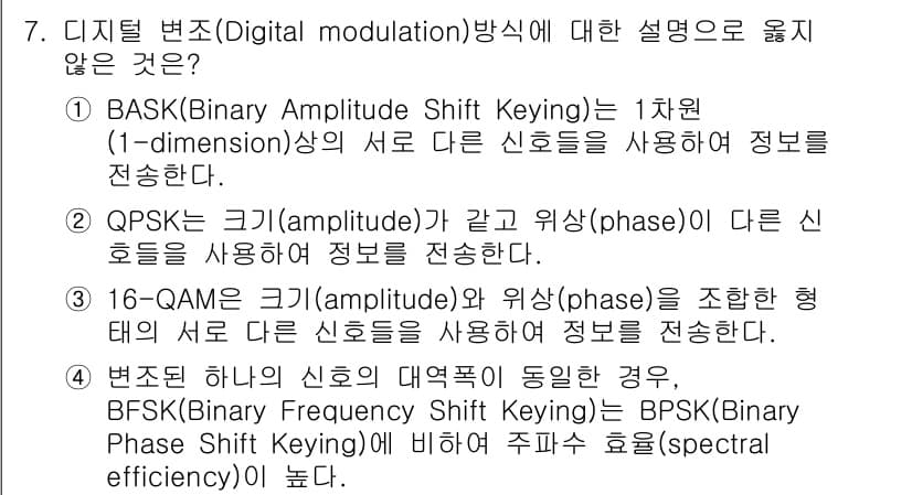 9급_지방직_공무원_서울시_통신이론 2016년 7번 - 정답과 핵심 포인트를 검수 중인 기출문제