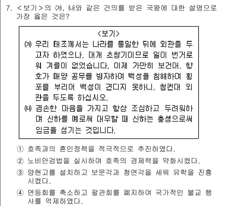 9급_지방직_공무원_서울시_한국사 2019년 7번 - 정답과 핵심 포인트를 검수 중인 기출문제