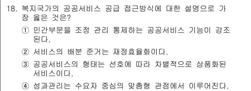 9급_지방직_공무원_서울시_행정학개론 2017년 18번 - 정답과 핵심 포인트를 검수 중인 기출문제