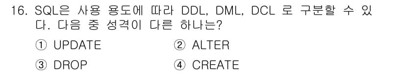정보처리기사_필기 2016년 16번 - . 

SQL에서는 DML(Data Manipulation Languag... 에 관한 핵심 기출문제