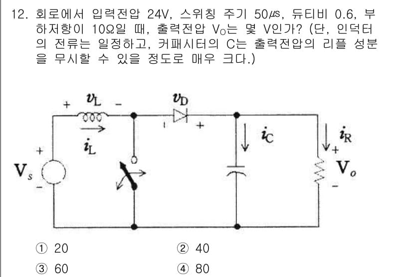 신재생에너지발전설비기사 2018년 12번 - 문제에서 주어진 회로는 커패시터와 저항, 인덕터로 구성되어 있습니다. 주... 에 관한 핵심 기출문제