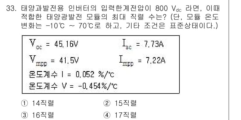 신재생에너지발전설비기사(구) 2019년 33번 - 정답과 핵심 포인트를 검수 중인 기출문제