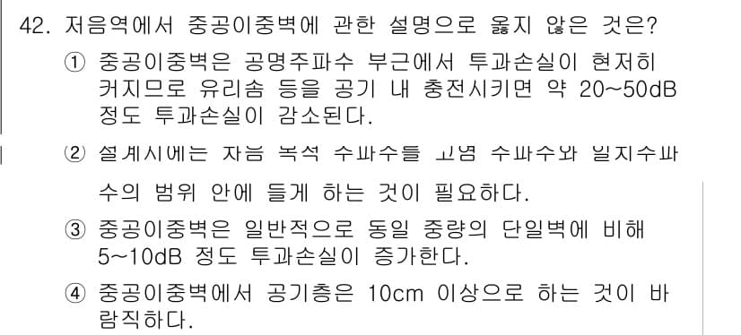 소음진동산업기사 2020년 42번 - 정답과 핵심 포인트를 검수 중인 기출문제
