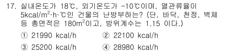 에너지관리기능장 2017년 17번 - 정답과 핵심 포인트를 검수 중인 기출문제