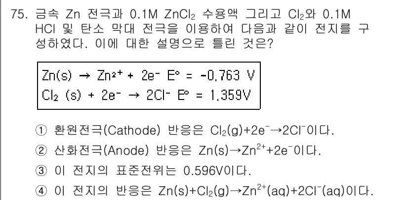 화학분석기사(구) 2015년 76번 - 정답과 핵심 포인트를 검수 중인 기출문제
