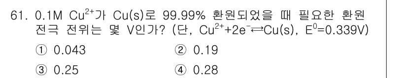 화학분석기사(구) 2016년 62번 - 정답과 핵심 포인트를 검수 중인 기출문제