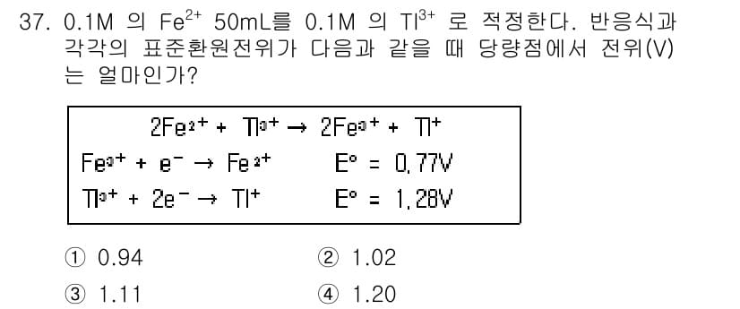 화학분석기사(구) 2017년 38번 - 정답과 핵심 포인트를 검수 중인 기출문제