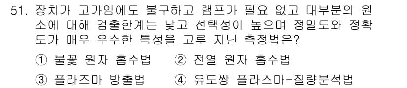 화학분석기사(구) 2018년 51번 - 정답과 핵심 포인트를 검수 중인 기출문제