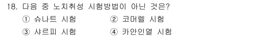 초음파비파괴검사기사 2020년 18번 - 문제에서 묻는 노치취성 시험방법은 주로 재료의 인장강도를 평가하기 위해 ... 에 관한 핵심 기출문제