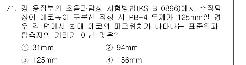 초음파비파괴검사기사 2020년 71번 - 정답과 핵심 포인트를 검수 중인 기출문제