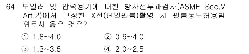 방사선비파괴검사기사 2020년 64번 - 정답과 핵심 포인트를 검수 중인 기출문제