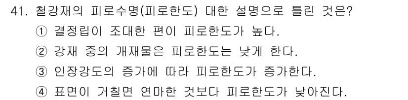 금속재료기능장 2015년 41번 - 정답과 핵심 포인트를 검수 중인 기출문제