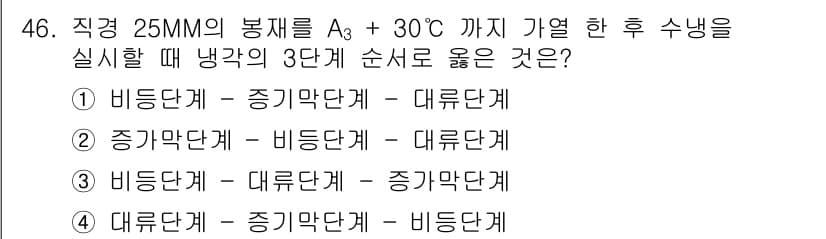 금속재료기능장 2015년 46번 - 정답과 핵심 포인트를 검수 중인 기출문제