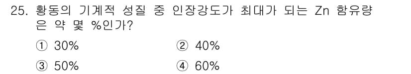 금속재료기능장 2016년 25번 - 정답과 핵심 포인트를 검수 중인 기출문제