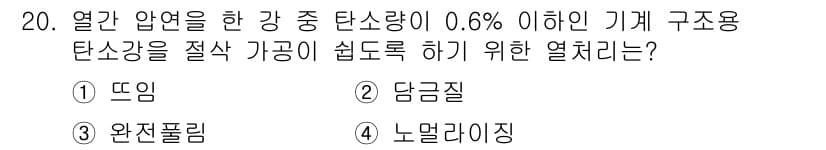 금속재료기능장 2017년 20번 - 정답과 핵심 포인트를 검수 중인 기출문제