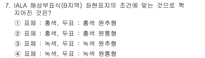 항로표지기사 2018년 7번 - 정답과 핵심 포인트를 검수 중인 기출문제