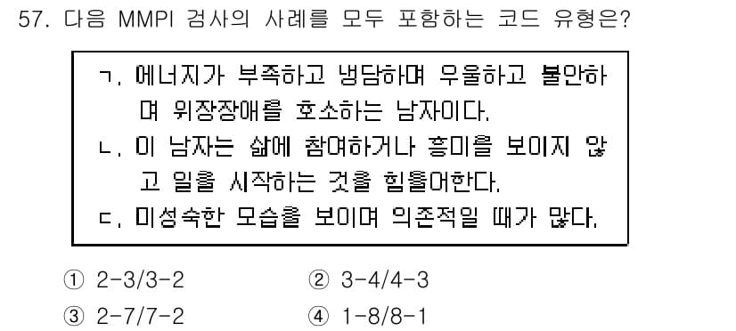 임상심리사_2급 2020년 57번 - 정답과 핵심 포인트를 검수 중인 기출문제