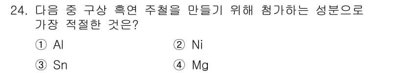 금속재료기사 2020년 24번 - 정답과 핵심 포인트를 검수 중인 기출문제