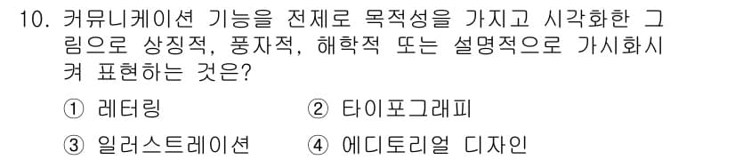 시각디자인기사 2020년 10번 - 정답과 핵심 포인트를 검수 중인 기출문제