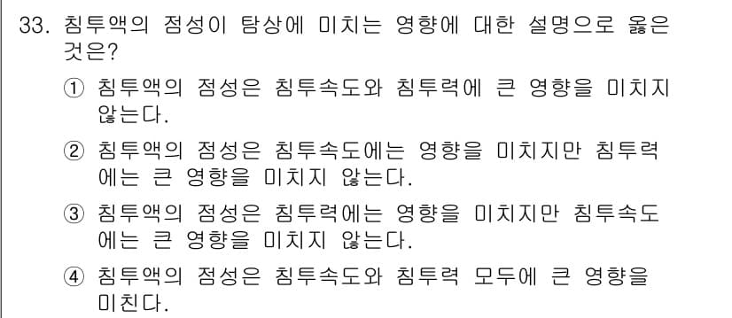침투비파괴검사기사(구) 2020년 33번 - 정답과 핵심 포인트를 검수 중인 기출문제