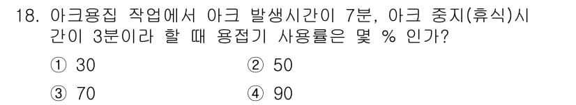 침투비파괴검사기사 2020년 18번 - 이 문제는 사용률을 계산하는 것입니다. 사용률은 총 아크 발생 시간에서 ... 에 관한 핵심 기출문제