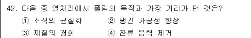 건설기계설비산업기사 2020년 42번 - 정답이 '3. 재질의 경화'인 이유는 플림의 목표는 구조물의 강도를 높이... 에 관한 핵심 기출문제
