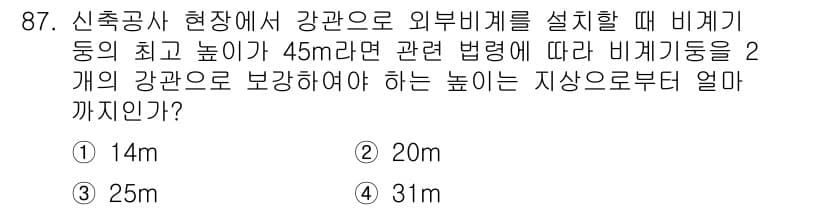 건설안전산업기사 2020년 87번 - 정답과 핵심 포인트를 검수 중인 기출문제
